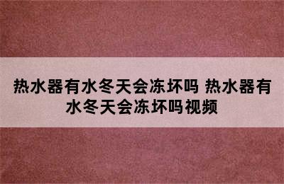 热水器有水冬天会冻坏吗 热水器有水冬天会冻坏吗视频